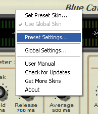 Step 02 - For each inserted Digital Peak Meter Pro, open the presets settings window
